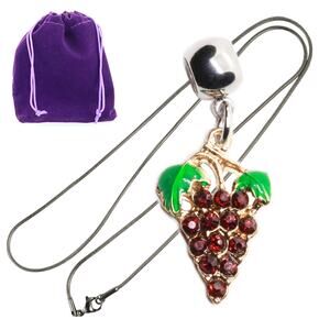 Elegant Wine Charm Grape Vine Necklace - Sophisticated Wine-Inspired Jewelry